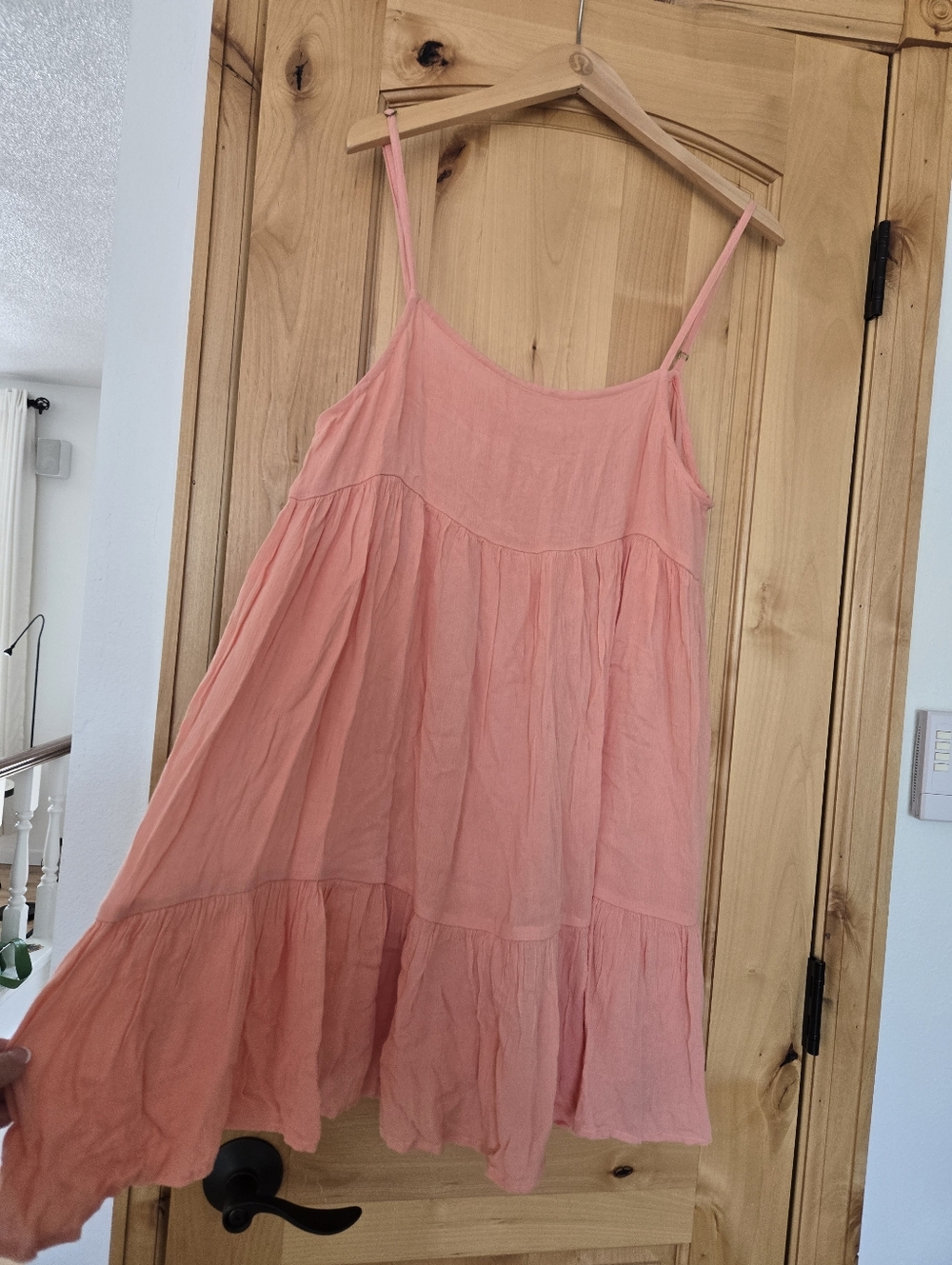 O'Neill Coral Pink Lightweight Babydoll Dress Cover Up Adjusrabke Straps XL